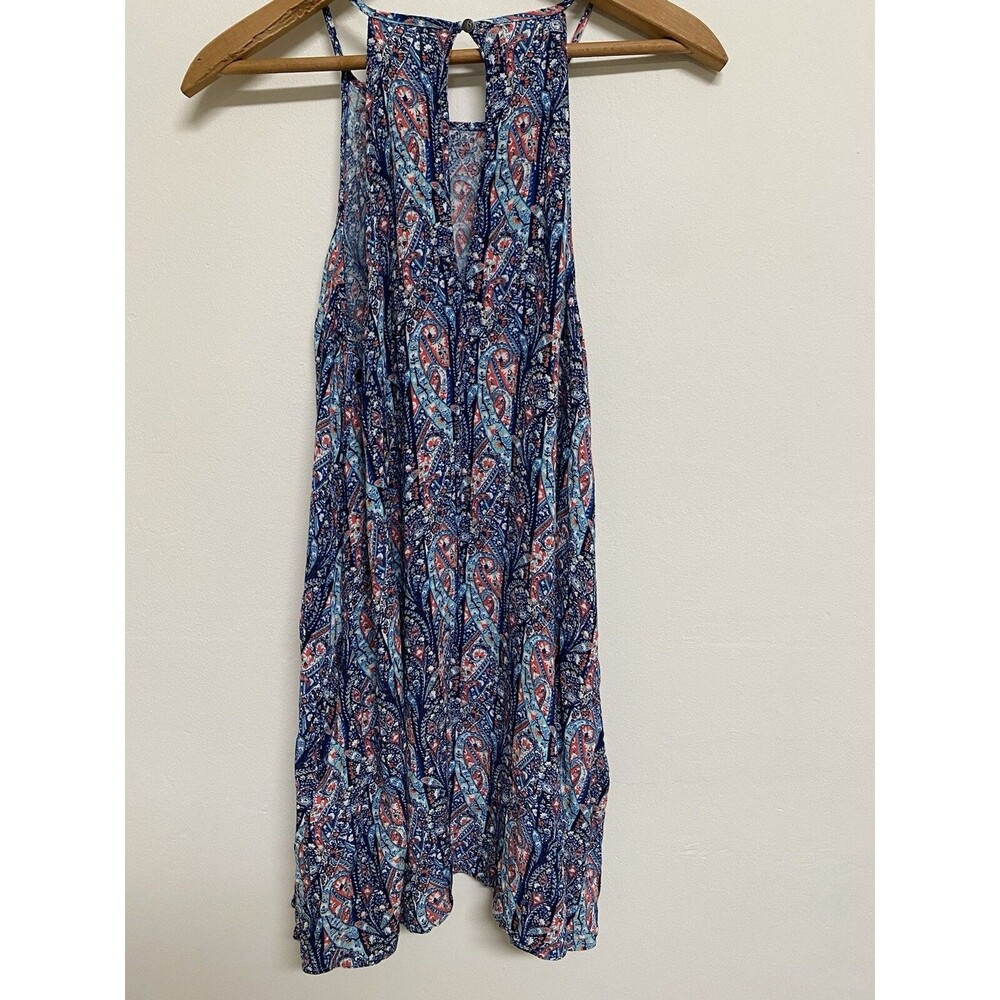 American Eagle Spaghetti Strap Blouse Women's Medium Paisley Blue Boho - Picture 8 of 8